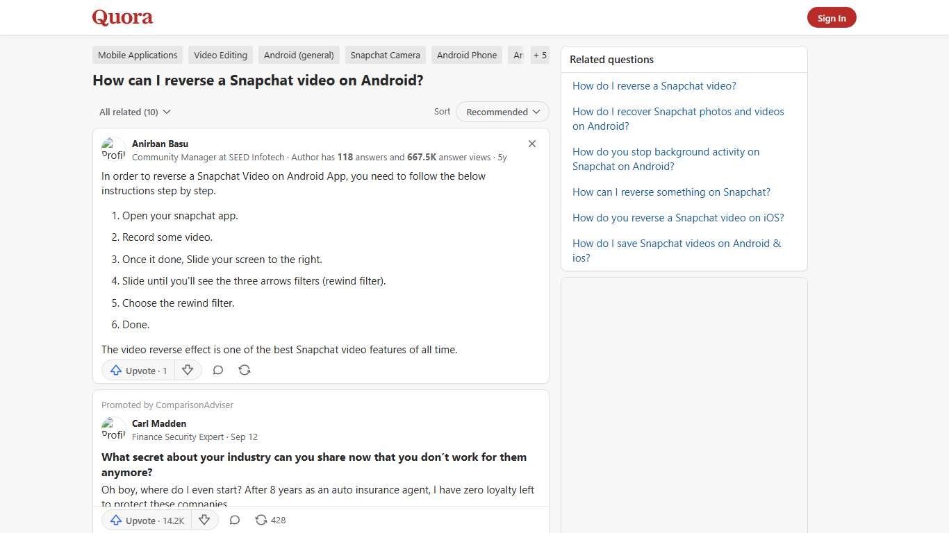 How to reverse a Snapchat video on Android - Quora